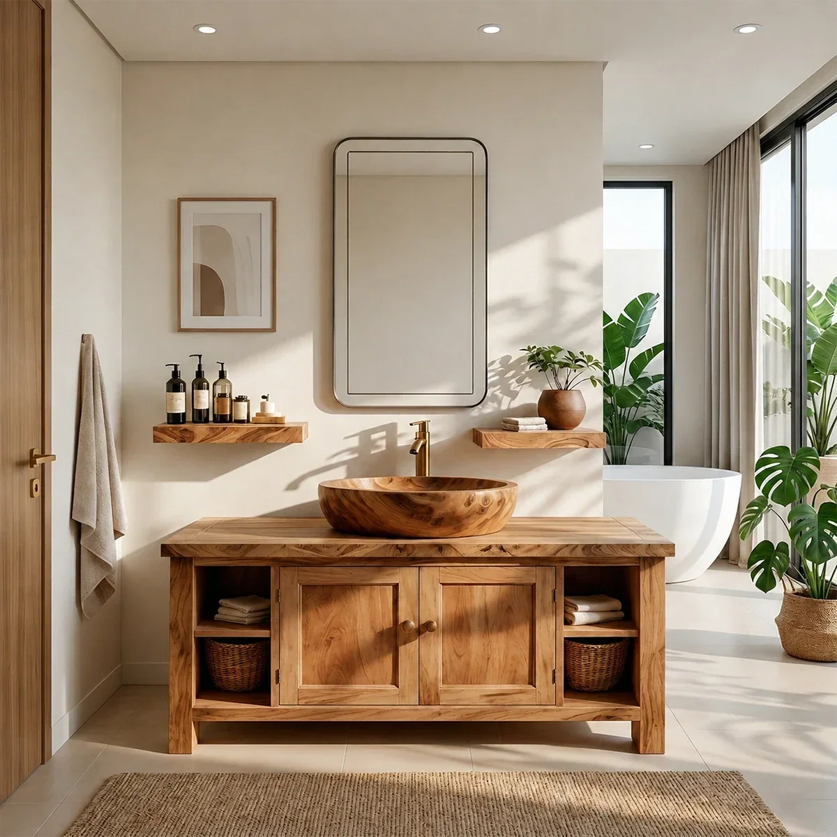 Traditional Cabinet Bathroom Vanity Natural Solid Wood Handcrafted - Arboriswood - 14