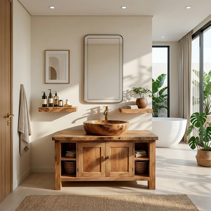 Traditional Cabinet Bathroom Vanity Natural Solid Wood Handcrafted - ArborisWood - 2
