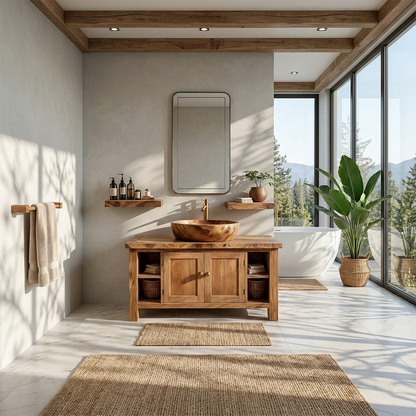 Traditional Cabinet Bathroom Vanity Natural Solid Wood Handcrafted - ArborisWood - 3