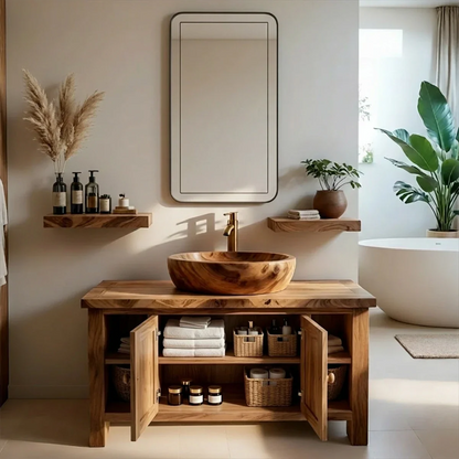 Traditional Cabinet Bathroom Vanity Natural Solid Wood Handcrafted - ArborisWood - 7