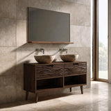 Traditional Natural Solid Wood Bathroom Vanity with Hand-Carved Wave Drawers - Arboriswood - 10