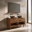 Traditional Natural Solid Wood Bathroom Vanity with Hand-Carved Wave Drawers - Arboriswood - 7