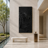 Contemporary wall panel art with sculpted coastal forms complements airy living spaces