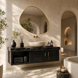 Two Door Floating Vanity Crafted From Natural Solid Wood With Open Shelves - Arboriswood - 9
