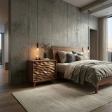 Two Drawer Nightstand with Deep Sculpted Front Panels in Solid Wood - ArborisWood - 3