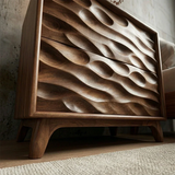 Two Drawer Nightstand with Deep Sculpted Front Panels in Solid Wood - ArborisWood - 5