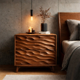Two Drawer Nightstand with Deep Sculpted Front Panels in Solid Wood - ArborisWood - 7
