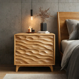 Two Drawer Nightstand with Deep Sculpted Front Panels in Solid Wood - ArborisWood - 8