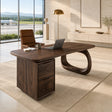 Executive desk with two drawers and sculptural open support in a refined home office