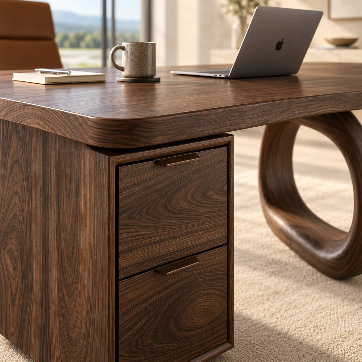 Featuring two drawers, this computer desk keeps work essentials neatly organized