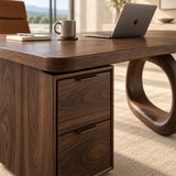 Featuring two drawers, this computer desk keeps work essentials neatly organized