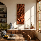 Deep sculpted grooves give this abstract wall art a bold architectural presence indoors