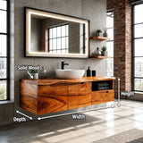 Wall Mounted Solid Wood Bathroom Vanity With Open Storage and One Drawer - Arboriswood - 11