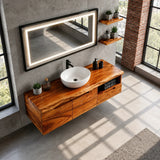 Wall Mounted Solid Wood Bathroom Vanity With Open Storage and One Drawer - Arboriswood - 5