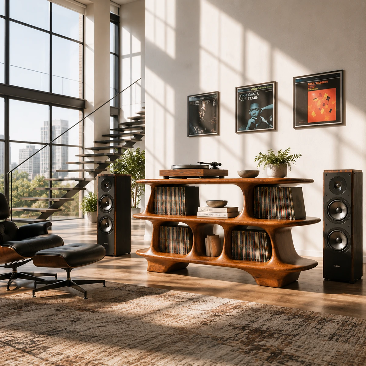 Warm Natural Solid Wood Record Player Stand With Open Vinyl Storage - ArborisWood - 3