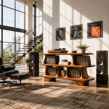 Warm Natural Solid Wood Record Player Stand With Open Vinyl Storage - ArborisWood - 3