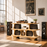 Warm Natural Solid Wood Record Player Stand With Open Vinyl Storage - Arboriswood - 8