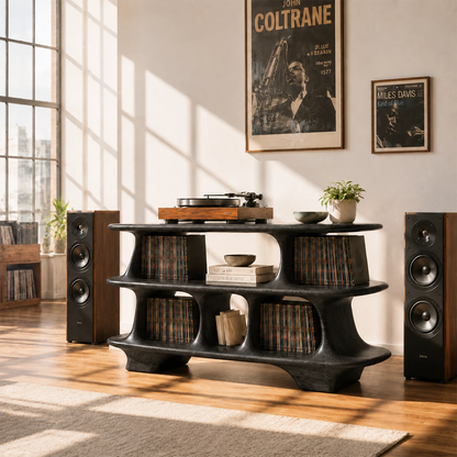 Warm Natural Solid Wood Record Player Stand With Open Vinyl Storage - ArborisWood - 9