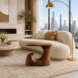 Accent end table featuring a sweeping open form and compact top for modern decor
