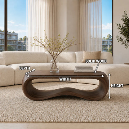 Artisan coffee table with smooth organic lines and bold solid wood form for stylish rooms