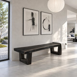 Wood Bench with Live-Edge Slab Seat on Two Angled Open-Square Block Legs - Arboriswood - 10