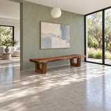Wood Bench with Live-Edge Slab Seat on Two Angled Open-Square Block Legs - Arboriswood - 3