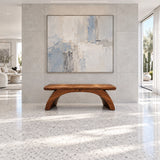 Wood Bench with Thick Rectangular Slab Top on Twin-Curve Open Arch Base - Arboriswood - 11