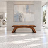 Wood Bench with Thick Rectangular Slab Top on Twin-Curve Open Arch Base - Arboriswood - 12