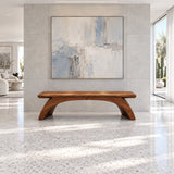 Wood Bench with Thick Rectangular Slab Top on Twin-Curve Open Arch Base - Arboriswood - 13