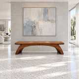 Wood Bench with Thick Rectangular Slab Top on Twin-Curve Open Arch Base - Arboriswood - 14