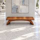 Wood Bench with Thick Rectangular Slab Top on Twin-Curve Open Arch Base - Arboriswood - 5