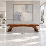 Wood Bench with Thick Rectangular Slab Top on Twin-Curve Open Arch Base - Arboriswood - 7
