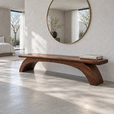 Wood Bench with Thick Rectangular Slab Top on Twin-Curve Open Arch Base - Arboriswood - 8