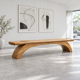 Wood Bench with Thick Rectangular Slab Top on Twin-Curve Open Arch Base - Arboriswood - 9