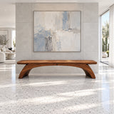 Wood Bench with Thick Rectangular Slab Top on Twin-Curve Open Arch Base - Arboriswood