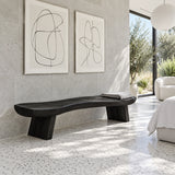 Wood Bench with Undulating Live-Edge Slab Seat on Twin Splayed Block Feet - Arboriswood - 10