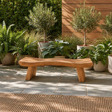 Wood Bench with Undulating Live-Edge Slab Seat on Twin Splayed Block Feet - Arboriswood - 12