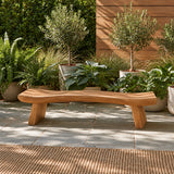 Wood Bench with Undulating Live-Edge Slab Seat on Twin Splayed Block Feet - Arboriswood - 14