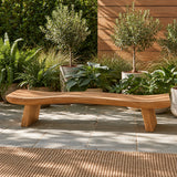 Wood Bench with Undulating Live-Edge Slab Seat on Twin Splayed Block Feet - Arboriswood - 2