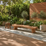 Wood Bench with Undulating Live-Edge Slab Seat on Twin Splayed Block Feet - Arboriswood - 3