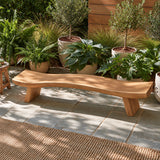 Wood Bench with Undulating Live-Edge Slab Seat on Twin Splayed Block Feet - Arboriswood - 5