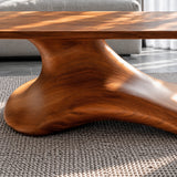 Wood Coffee Table with Thin Flat Slab Top on Single Splayed Lobed-Foot Pedestal - Arboriswood - 4