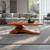 Wood Coffee Table with Thin Flat Slab Top on Single Splayed Lobed-Foot Pedestal - Arboriswood - 7