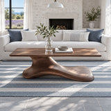 Wood Coffee Table with Thin Flat Slab Top on Single Splayed Lobed-Foot Pedestal - Arboriswood - 8