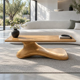 Wood Coffee Table with Thin Flat Slab Top on Single Splayed Lobed-Foot Pedestal - Arboriswood - 9