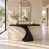 Wood Console Table with Sculptural Carved Pedestal Base, Narrow Entryway - Arboriswood - 10