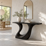 Wood Console Table with Sculptural Carved Pedestal Base, Solid Entryway Piece - Arboriswood - 10