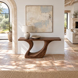 Wood Console Table with Sculptural Carved Pedestal Base, Solid Entryway Piece - Arboriswood - 5