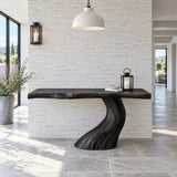 Wood Console Table with Single S-Curve Trunk Pedestal and Live-Edge Slab Top - Arboriswood - 13