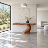 Wood Console Table with Single S-Curve Trunk Pedestal and Live-Edge Slab Top - Arboriswood - 3